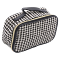 Kosmetiktasche aus Jacquard-Gewebe mit Hahnentritt-Design (Schwarz/Weiß)