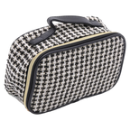 Kosmetiktasche aus Jacquard-Gewebe mit Hahnentritt-Design (Schwarz/Weiß)