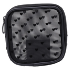 Kleine Kosmetiktasche mit Herz-Design, kompakt (Schwarz)