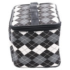 Kosmetiktasche aus Kunstleder mit Karodesign (Schwarz/Weiß)