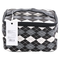 Kosmetiktasche aus Kunstleder mit Karodesign (Schwarz/Weiß)