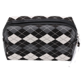 Rechteckige Kunstleder-Kosmetiktasche mit Schachbrett-Design (Schwarz/Weiß)