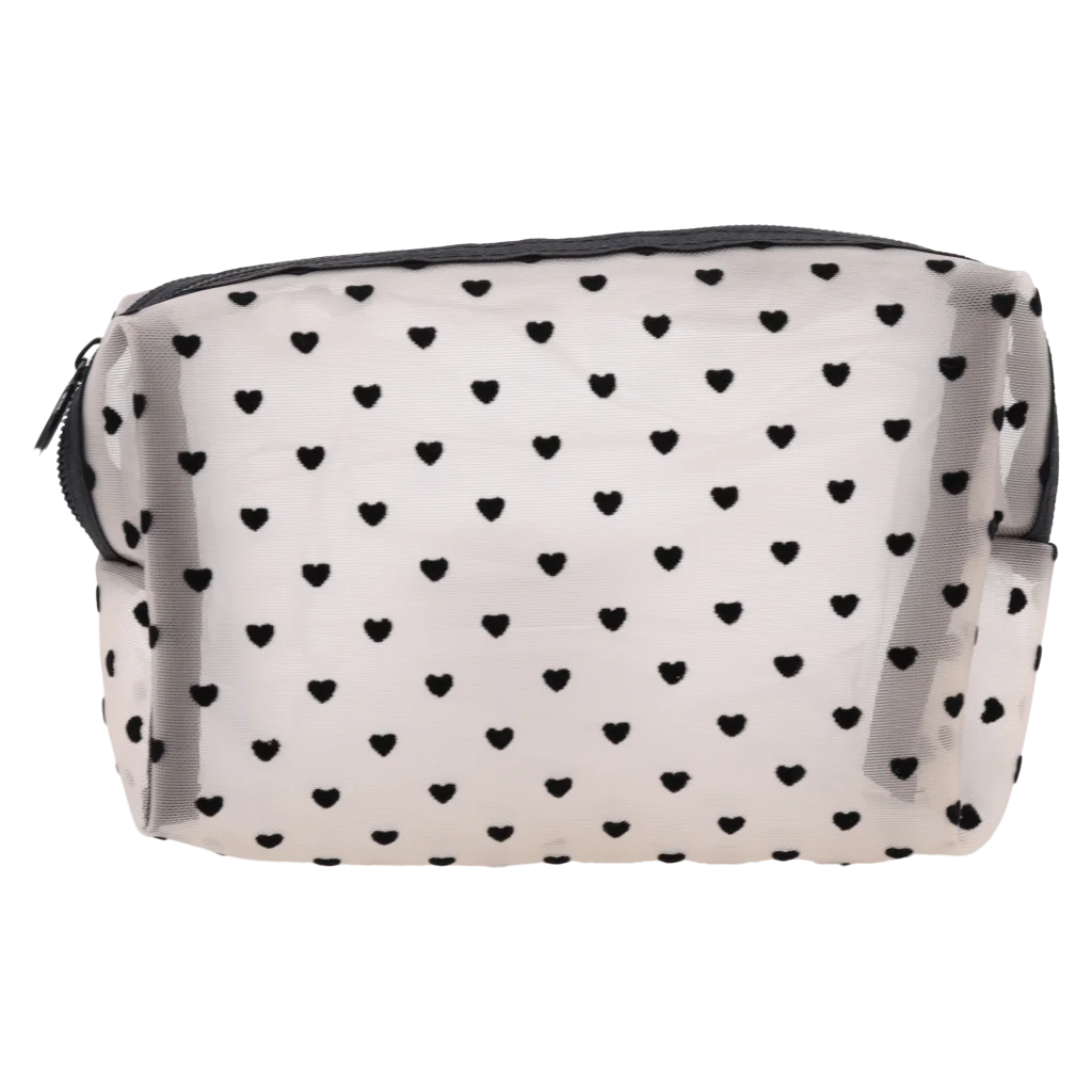 Kosmetiktasche aus Nylon mit Herz-Design (Khaki)