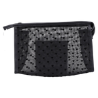 Tragbare Kosmetiktasche aus Nylon mit Herzchen-Design (Schwarz)