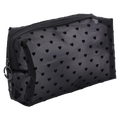 Rechteckige Kosmetiktasche aus Nylon mit Herzchen-Design (Schwarz)