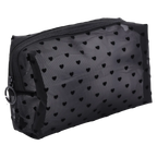 Rechteckige Kosmetiktasche aus Nylon mit Herzchen-Design (Schwarz)