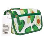 Kosmetiktasche aus PVC mit Avocado-Design, duales Fach (Weiß/Grün)