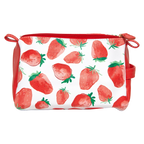 Kosmetiktasche aus PVC mit Erdbeer-Design, strapazierfähig (Rot/Weiß)