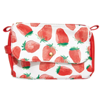Kosmetiktasche aus PVC mit Erdbeer-Design, strapazierfähig (Rot/Weiß)