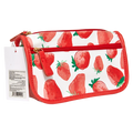 Kosmetiktasche aus PVC mit zwei Fächern und Erdbeer-Design (Rot/Weiß)