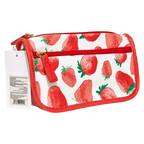 Kosmetiktasche aus PVC mit zwei Fächern und Erdbeer-Design (Rot/Weiß)