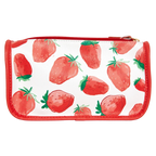 Kosmetiktasche aus PVC mit zwei Fächern und Erdbeer-Design (Rot/Weiß)