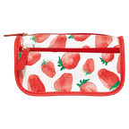 Kosmetiktasche aus PVC mit zwei Fächern und Erdbeer-Design (Rot/Weiß)