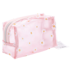 Transparente Kosmetiktasche aus Stoff-PVC mit Gänseblümchen-Design (Rosa)