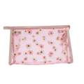 Transparente Kosmetiktasche aus Textil-PVC mit Blumen-Design (Rosa)