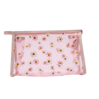 Transparente Kosmetiktasche aus Textil-PVC mit Blumen-Design (Rosa)