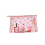 Transparente Kosmetiktasche aus Textil-PVC mit Blumen-Design (Rosa)