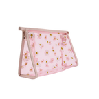 Transparente Kosmetiktasche aus Textil-PVC mit Blumen-Design (Rosa)