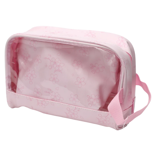 3-teiliges PVC-Kosmetiktaschen-Set mit Kirschblüten-Print (Rosa)