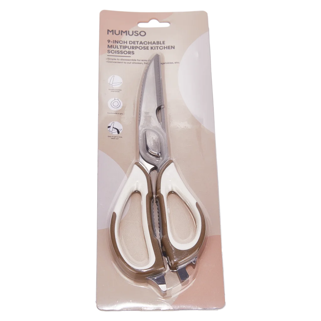 Abnehmbare Küchenschere aus rostfreiem Stahl, 9 Zoll (Silber/Weiß)
