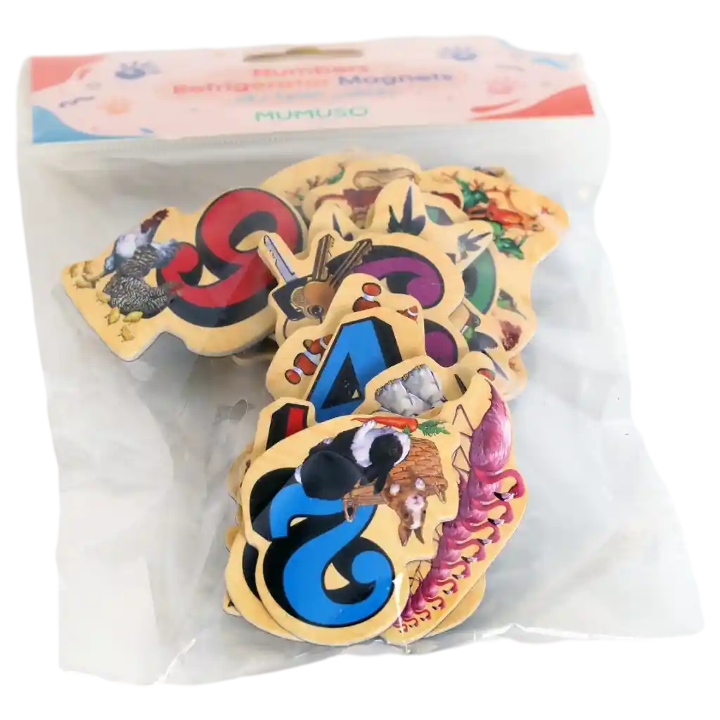 Bunte Zahlen-Magnete aus Schichtplatte mit Zahlen-Design (Mehrfarbig)