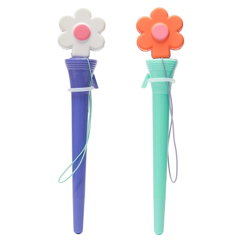 Kugelschreiber mit Blumen-Design für Schule &amp; Büro (Blau/Weiß/Mint/Orange)