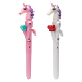 Kugelschreiber aus Kunststoff mit Einhorn-Design und Boxhandschuhen (Weiß/Rosa)