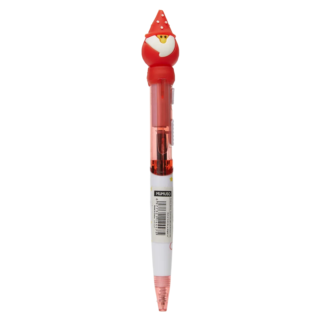 Kugelschreiber mit Leuchtfunktion und Weihnachtsmann-Design (Rot)