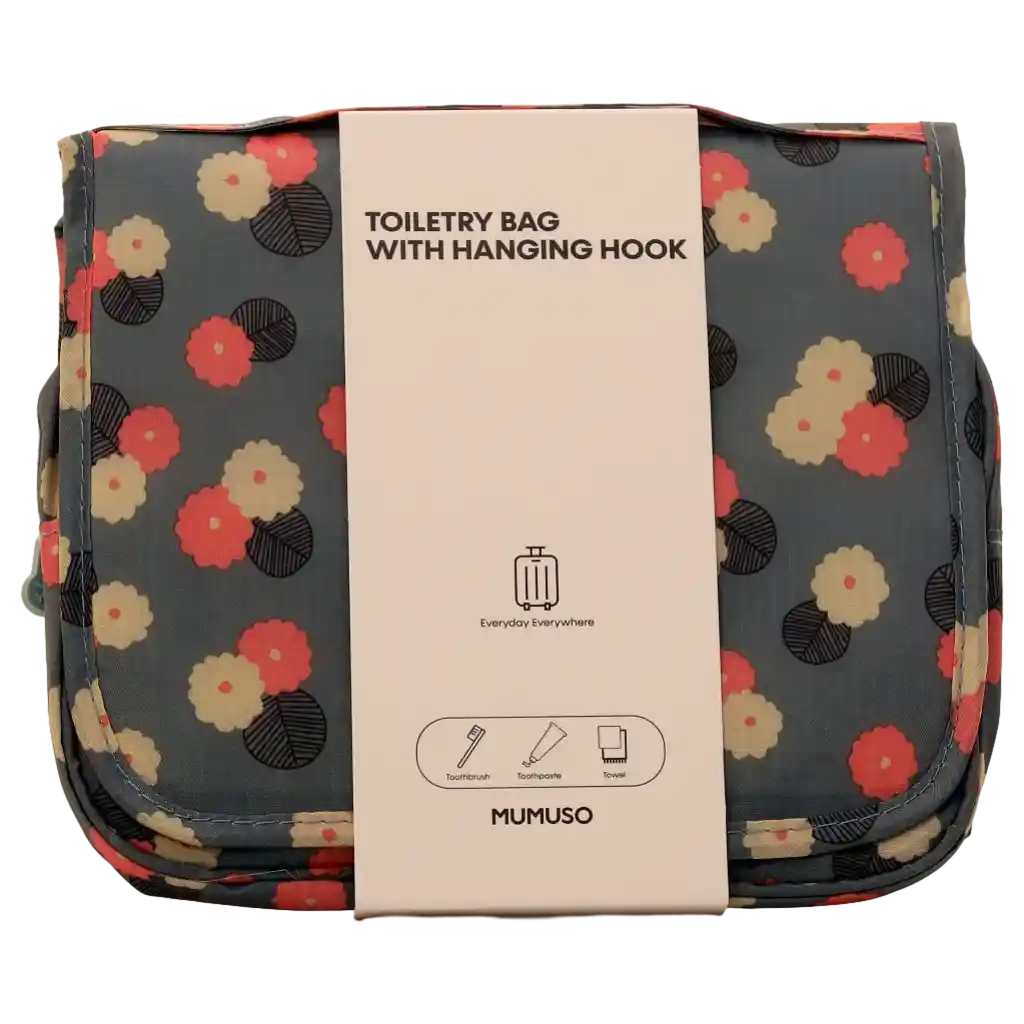Kosmetiktasche mit Aufhängehaken und Blumen-Design (Dunkelblau)