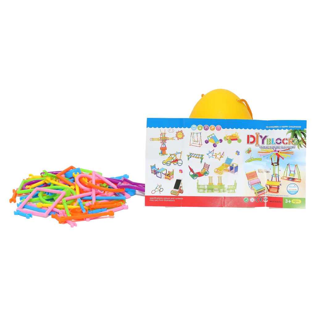 Kunststoff-Baukasten-Set im Ei-Behälter mit bunten Bausteinen (Mehrfarbig)