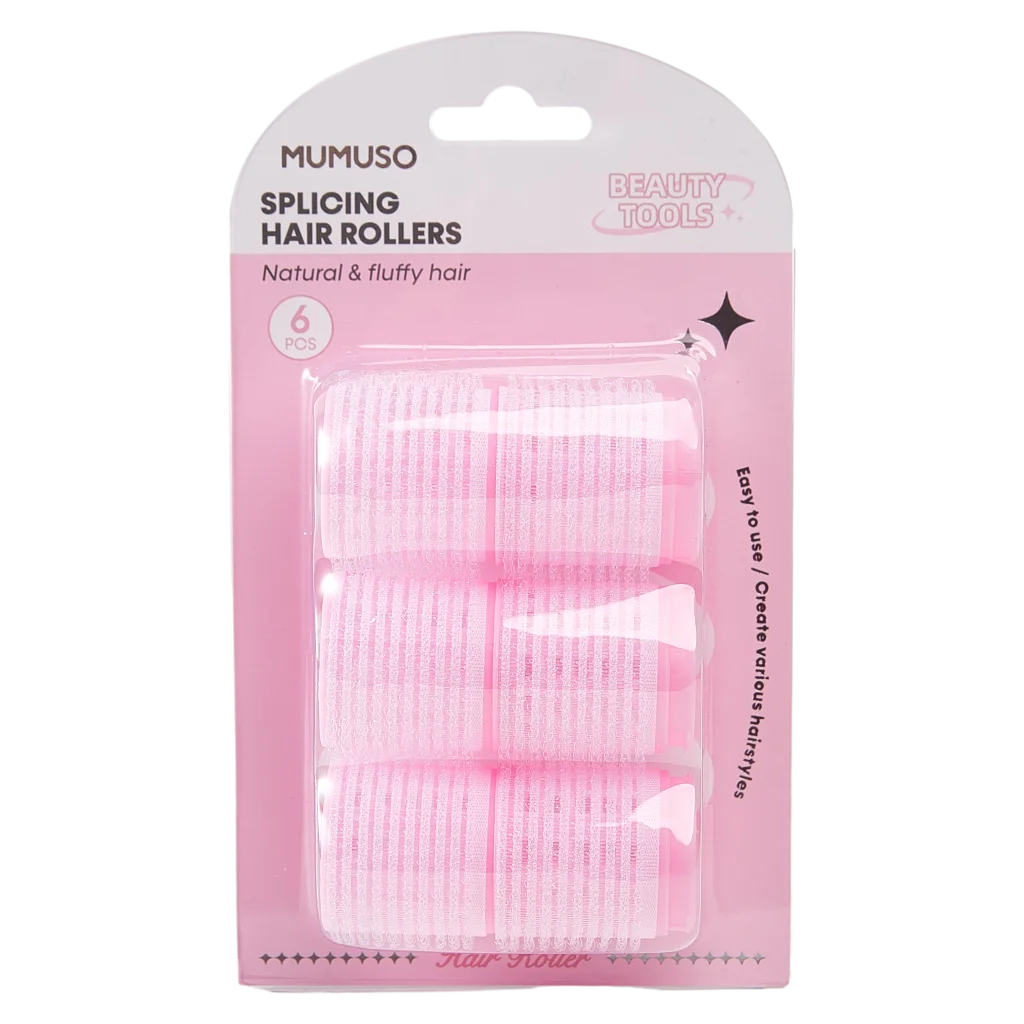 6-teiliges Kunststoff-Haarwickler-Set zum sanften Stylen (Rosa)