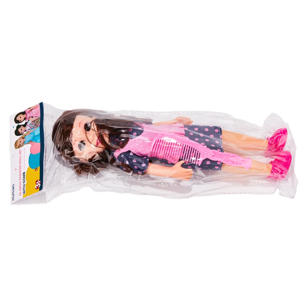 Kunststoff-Puppe 14 Zoll mit Kamm, für Kinder ab 3 Jahren (Blond/Braun)