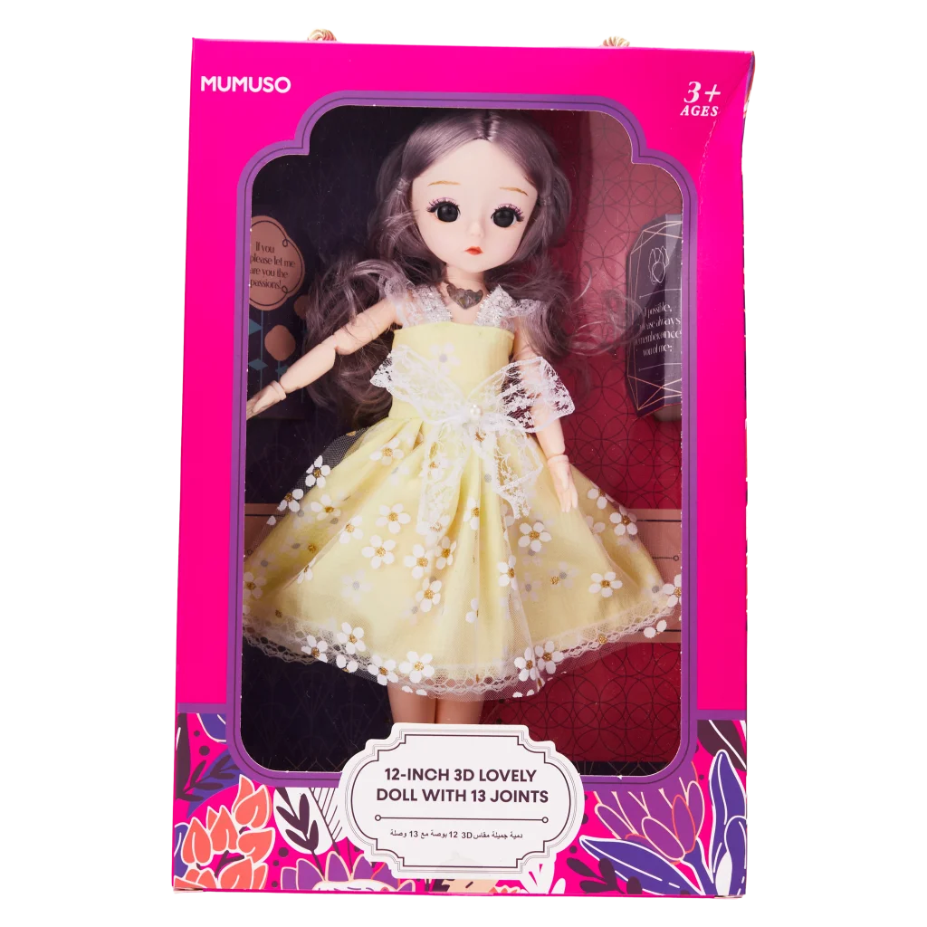 Kunststoff-Puppe mit 13 Gelenken, 30 cm mit Kleid-Design (Mehrfarbig)