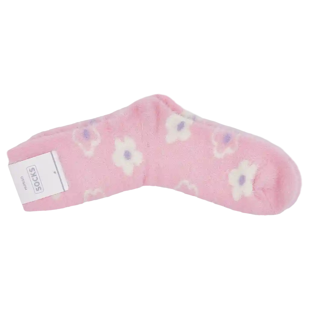 Damen Crew Socken mit Blumen-Design (Rosa)