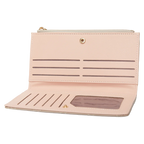 Lange Geldbörse aus PU-Leder mit gestepptem Design (Khaki)