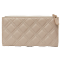 Lange Geldbörse aus PU-Leder mit gestepptem Design (Khaki)