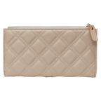 Lange Geldbörse aus PU-Leder mit gestepptem Design (Khaki)
