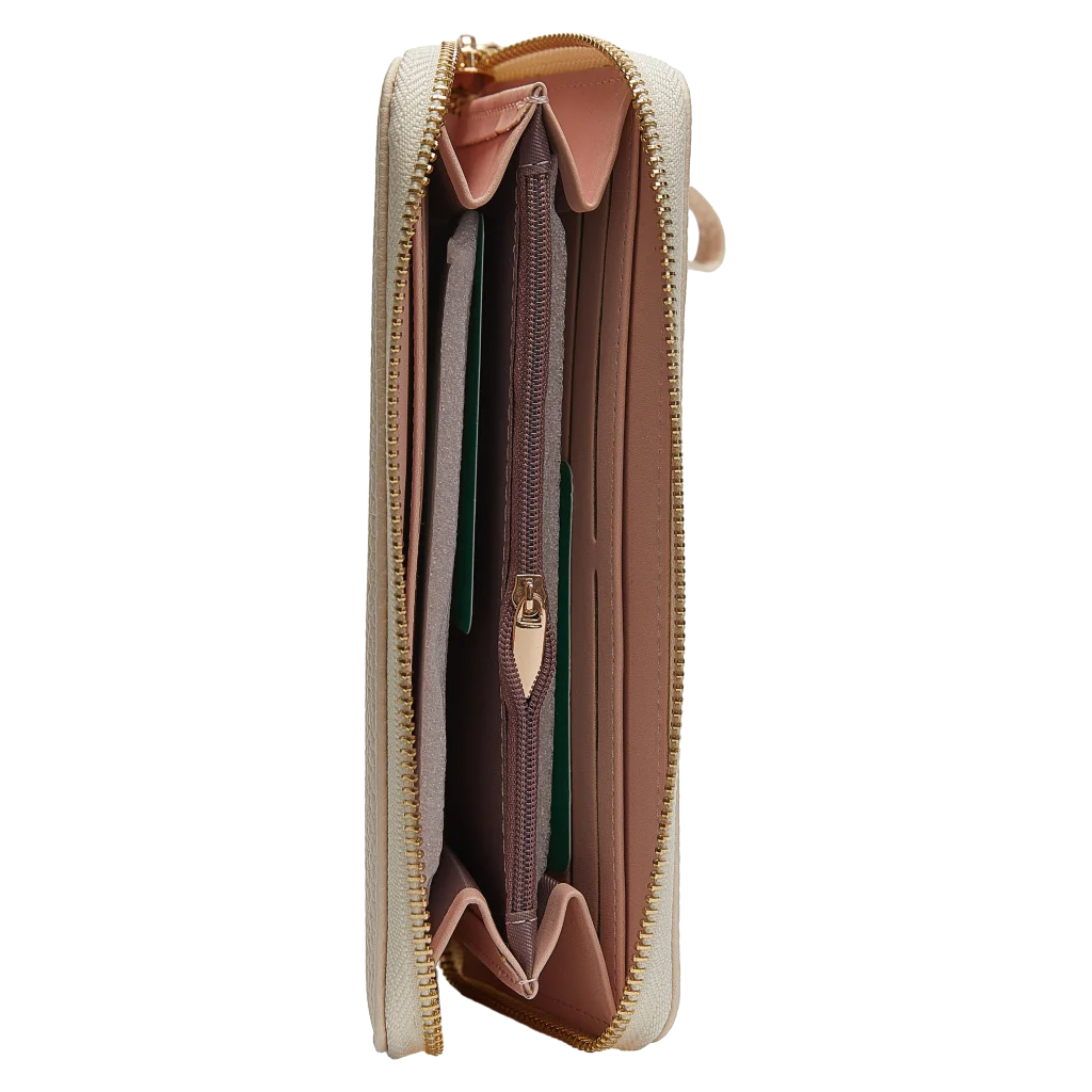 Lange Geldbörse mit strukturierter Oberfläche (Beige)