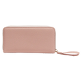 Langes Kunstleder-Portemonnaie Damen, mit Reißverschluss (Rosa)