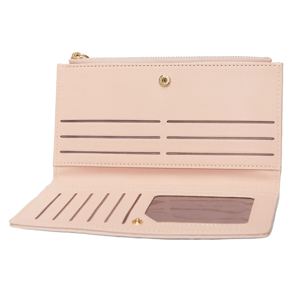 Langes Portemonnaie aus Kunstleder mit Stepp-Design (Rosa)