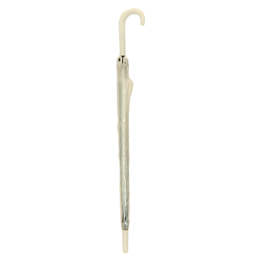 Langgriff-Regenschirm mit Fiberglas-Rippen und J-Griff (Transparent/Weiß)