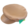 Beret-Mütze aus Kunstleder für Herbst und Winter (Braun)