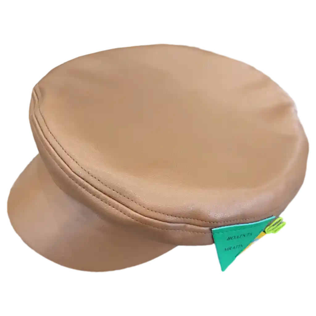 Beret-Mütze aus Kunstleder für Herbst und Winter (Braun)