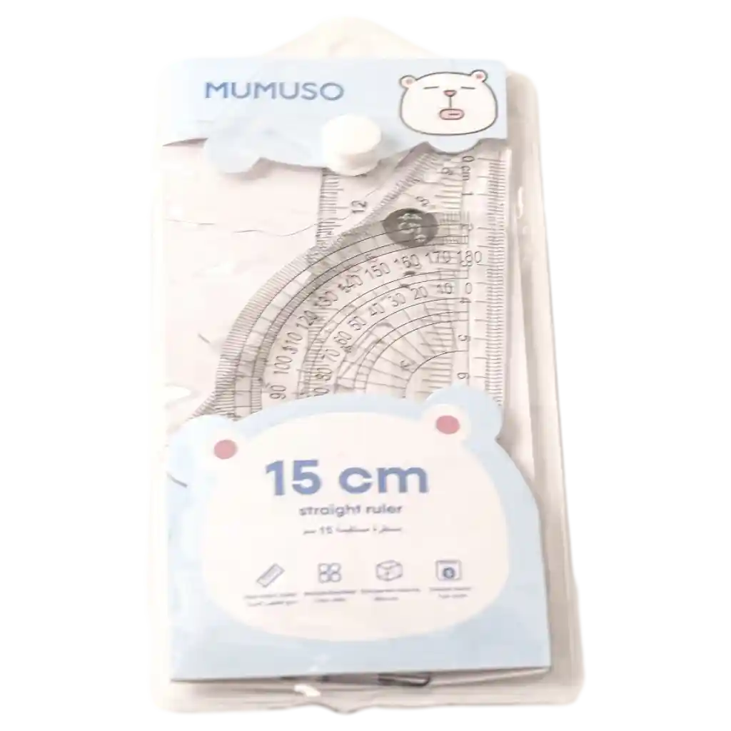 4-teiliges Geometrie-Set aus Kunststoff mit Lineal, Winkelmesser, Geodreieck und Zusatzwerkzeug (Transparent)