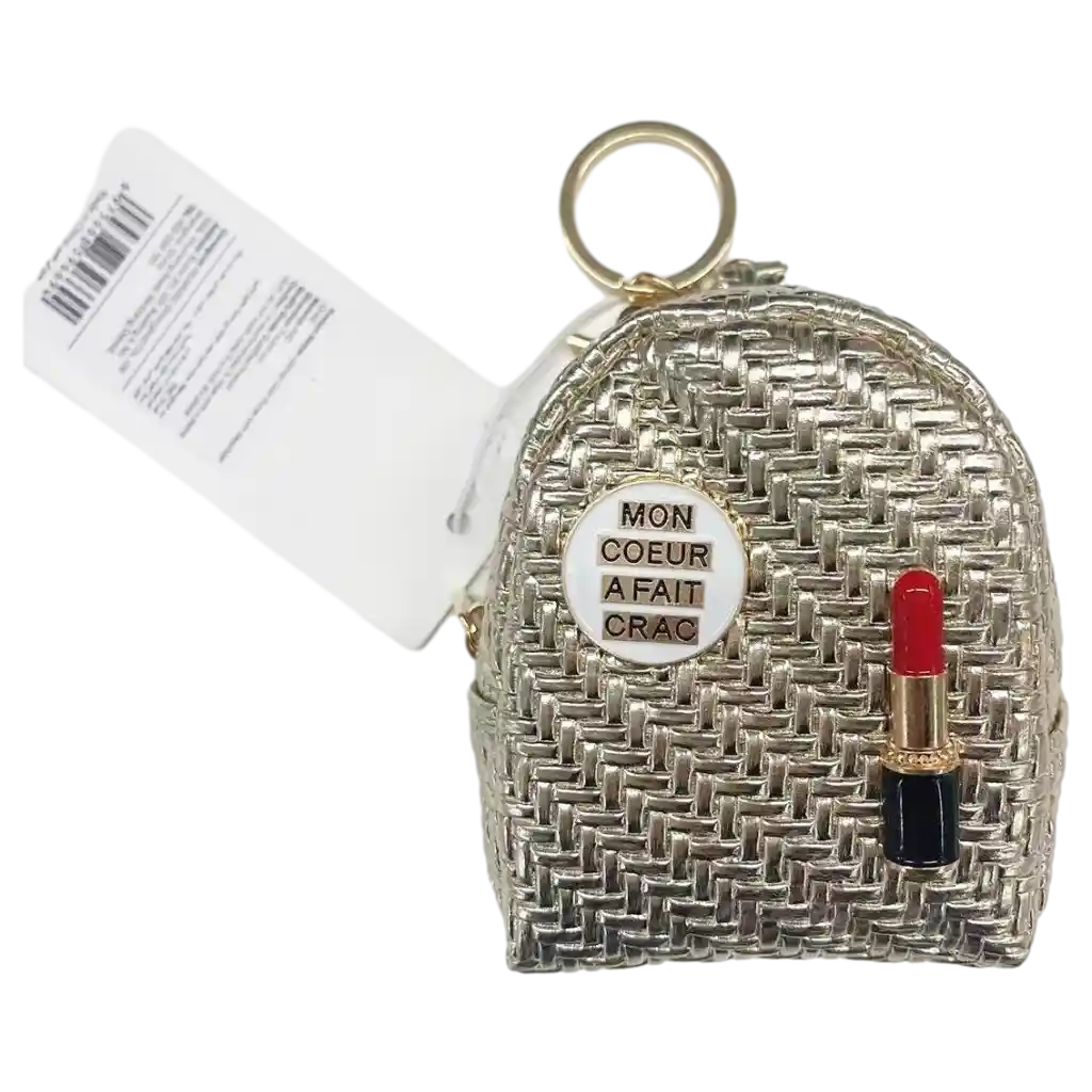 Münzbörse aus PVC mit Lippenstift-Design, Schlüsselanhänger (Gold)
