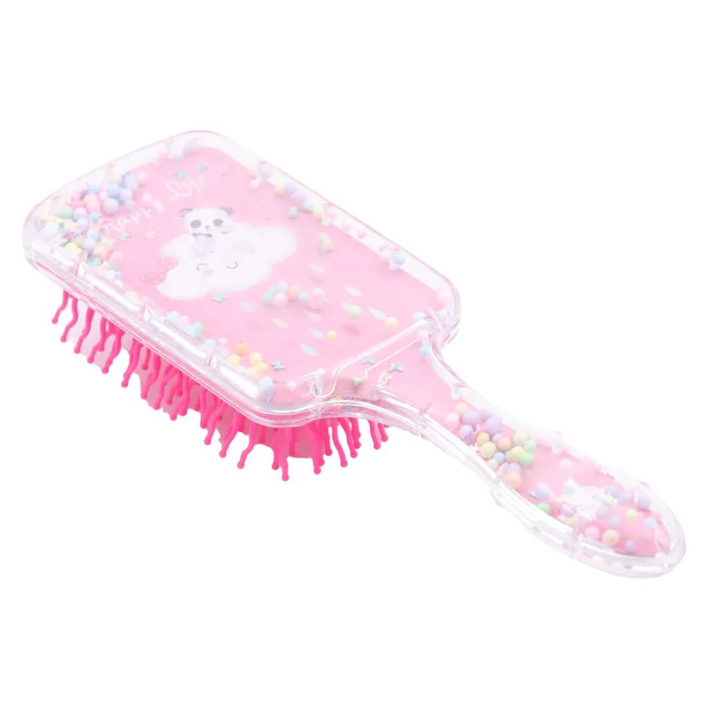 Luftkissen-Haarbürste aus Polystyrol mit Bärchen-Design (Pink/Transparent)