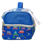 Doppellagige Polyester-Lunch-Bag mit Auto-Design, isoliert (Blau)