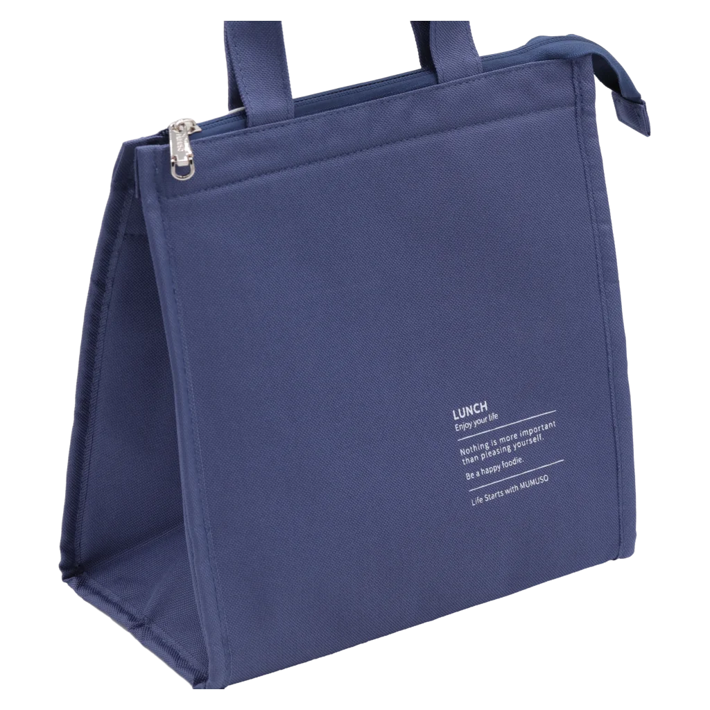 Lunch-Bag aus Stoff mit Aluminium-Innenfutter, große Kapazität (Navy Blau)