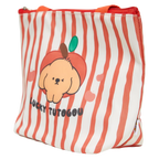 Gestreifte Lunch Bag mit Hund-Design, leicht und tragbar (Orange)
