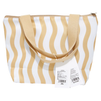 Lunch Bag mit Hund-Design, welliges Streifenmuster (Gelb/Weiß)